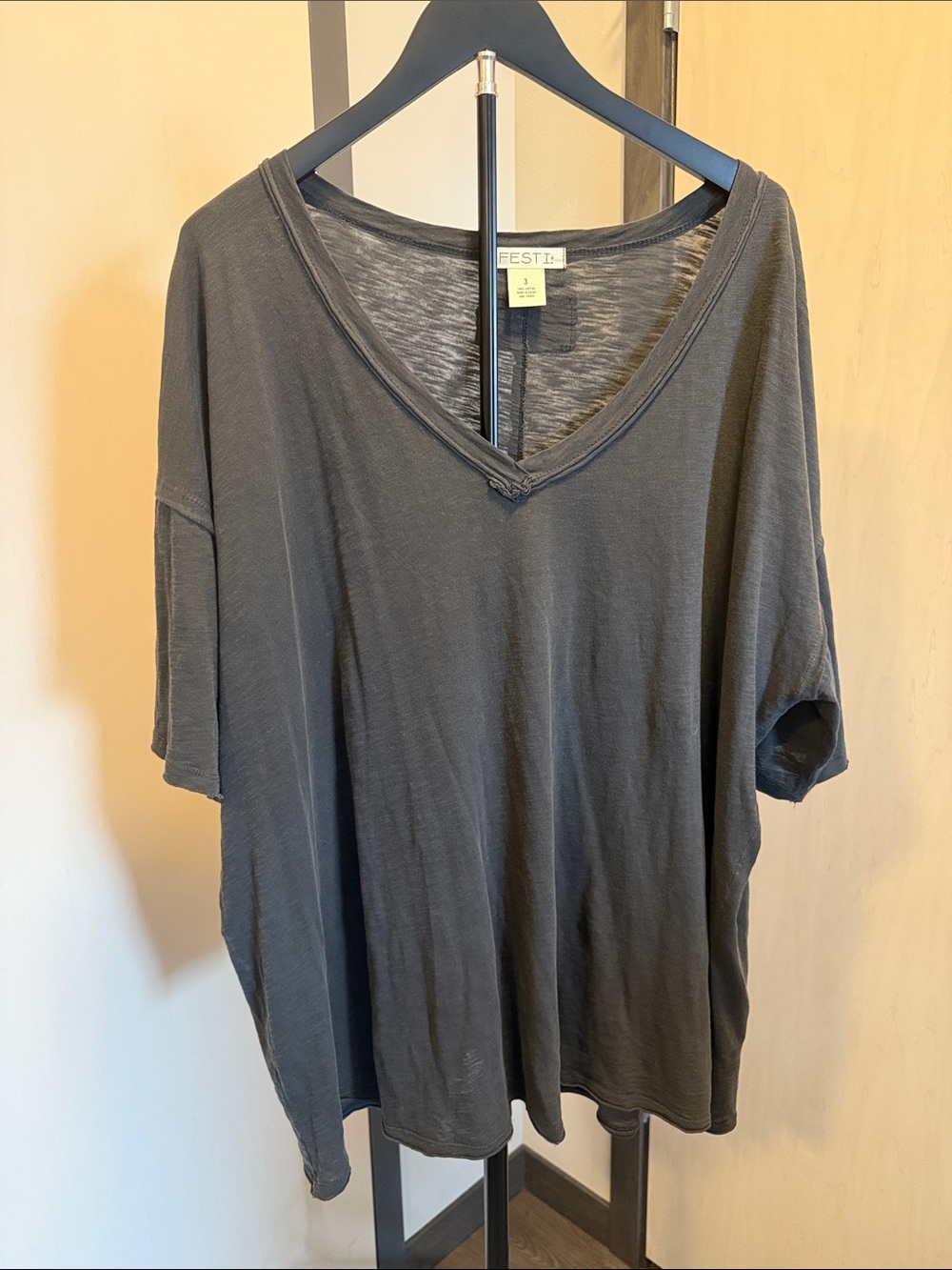 Torrid FESTI Charcoal Gray V-Neck Short Sleeve Tee